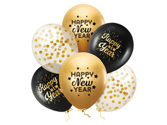 Balony lateksowe Happy New Year - 30 cm - 6 szt.