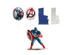 Dekoracyjny zestaw figurek tortowych Kapitan Ameryka - 1 komplet.