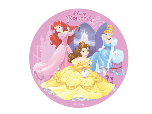 Dekoracyjny opłatek tortowy Princess Księżniczki - 20 cm - 1 szt.