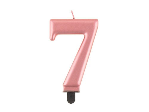 Świeczka cyferka metaliczna różowe złoto - 7 - siedem