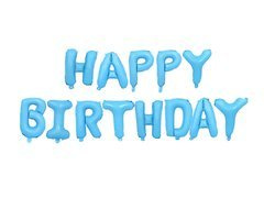 Balon foliowy Happy Birthday - błękitny