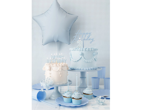 Świeczki pikery napis Happy Birthday - błękitne - 1 op.
