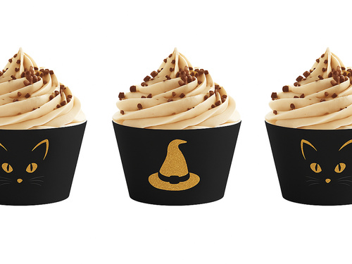 Papilotki na babeczki Czarownica i kot - 6 szt.