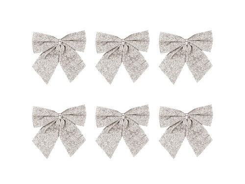 Kokardy srebrne brokatowe - 8 cm - 6 szt.