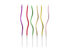 Świeczki urodzinowe zakręcone metaliczne - 16,5 cm - 6 szt.