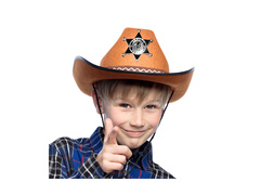 Kapelusz dziecięcy kowbojski Sheriff brązowy