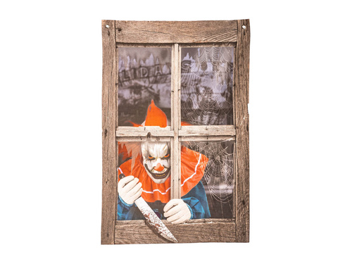 Dekoracja na okno z klaunem na Halloween - 1 szt.