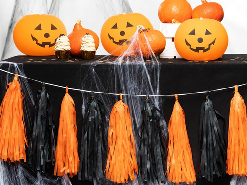 Girlanda z pomarańczowo-czarnymi frędzlami - 1 szt.