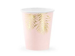 Kubeczki papierowe Liście jasnoróżowe - 220 ml - 6 szt.