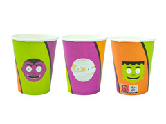 Kubeczki papierowe na Halloween Potworki - 250 ml - 6 szt.