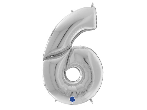 Balon foliowy cyfra 6 srebrna - 163 cm - 1 szt.