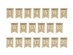 Jutowe numery na stół - 20 szt.