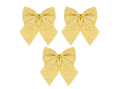 Kokardy złote brokatowe - 12 cm - 3 szt.