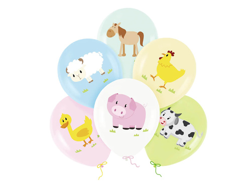 Balony lateksowe Zwierzęta z farmy - 30 cm - 6 szt.