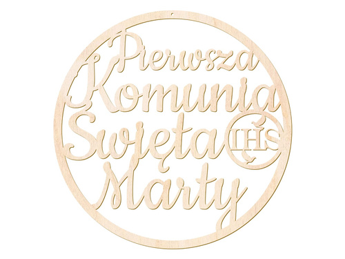 Duża zawieszka obręcz drewniana personalizowana - 44 cm - 1 szt.