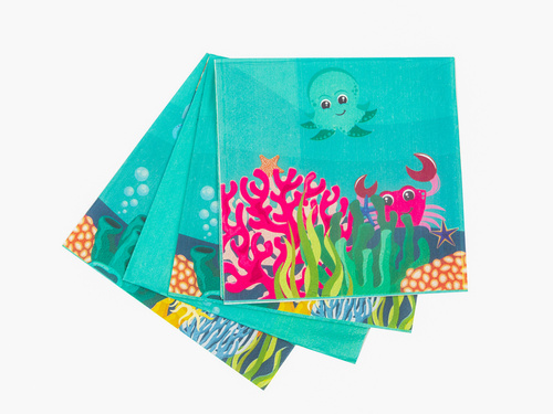 Serwetki urodzinowe Podwodny Świat - 33 cm - 12 szt.