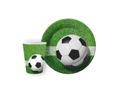 Zestaw kubeczki + talerzyki papierowe Piłka Nożna - 24 szt.
