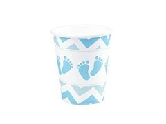 Kubeczki papierowe na Baby Shower Stópki niebieskie - 6 szt.