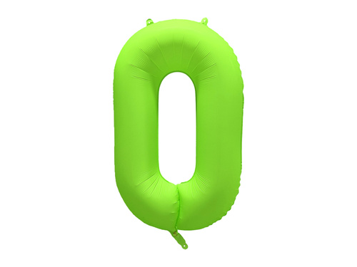 Balon foliowy cyfra 0 neonowy zielony - 86 cm - 1 szt.