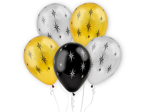 Balony lateksowe Błyszczące gwiazdy - 30 cm - 5 szt.