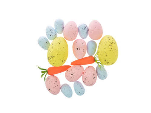 Jajka styropianowe nakrapiane i marchewki - 18 szt.
