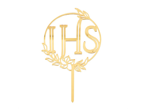 Topper na tort Hostia IHS złoty - 1 szt.