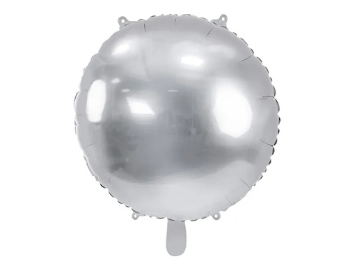 Balon foliowy okrągły srebny - 64 cm - 1 szt.