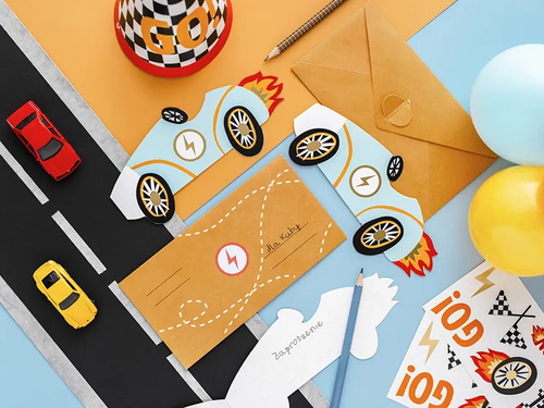 Zaproszenia urodzinowe Autko - 6 szt.