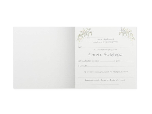 Zaproszenia na Chrzest Święty białe - 5 szt.