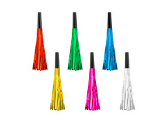 Gwizdki trąbki rozwijane z frędzelkami kolorowe - 6 szt