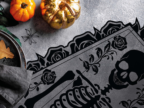 Bieżnik halloweenowy Szkielet w trumnie - 1 szt.