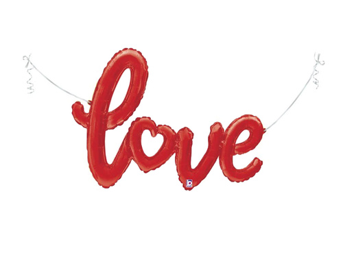 Balon foliowy czerwony napis Love - 119 cm - 1 szt.