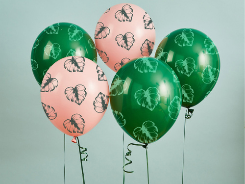 Balony lateksowe Tropikalne Liście - 30 cm - 5 szt.