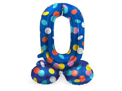 Balon foliowy stojący cyfra 0 Kropki - 41 cm - 1 szt.