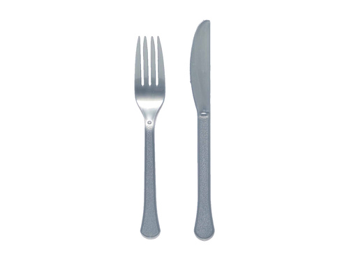 Sztućce plastikowe srebrne - 24 szt.