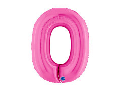 Balon foliowy cyfra 0 fuksjowy - 40" - 1 szt.
