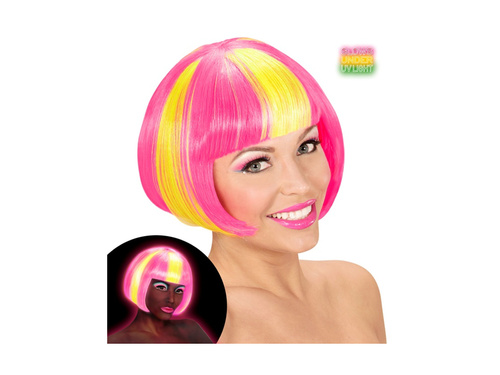 Neonowo żółta z różowymi pasemkami peruka Valentina