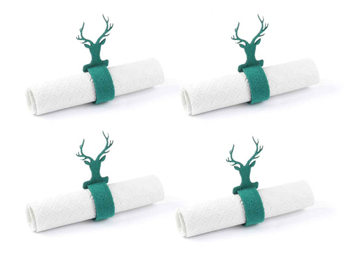 Serwetnik ze wzorem świątecznym - Głowa Renifera - 21 cm - 4 szt.