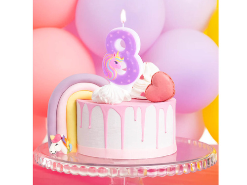 Świeczka cyferka Jednorożec - 8 - osiem