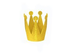 Korona plastikowa brokatowa złota - 3 szt.