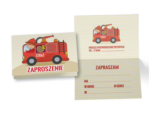 Zaproszenia urodzinowe Straż - 5 szt.