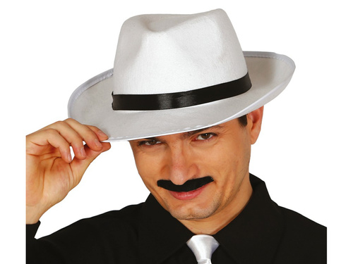 Kapelusz gangstera biały z czarną lamówką - 1 szt.