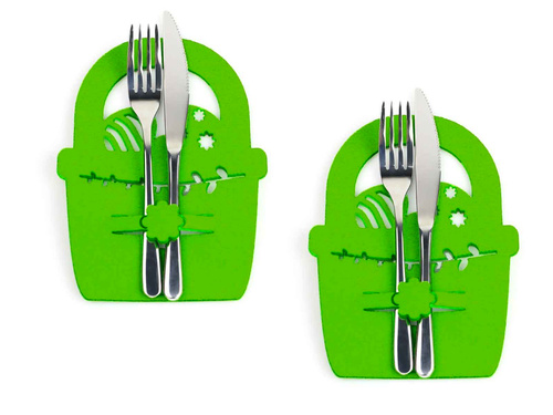 Etui na sztućce z miękkiego filcu - Koszyczek Wielkanocny - 2 szt.