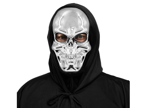 Maska Srebrna Czaszka z kapturem - 1 szt.