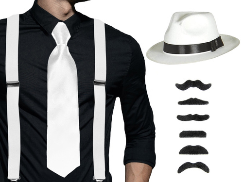 Zestaw gangstera biały - 1 komplet.