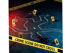 Scena zbrodni sylwetka człowieka + numerki