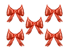 Balon foliowy Kokardka czerwona -  25,5 x 25 cm - 5 szt.