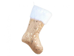 Skarpeta świąteczna złota z reniferami - 49 cm - 1 szt.