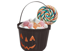 Wiaderko czarne z dynią na Halloween - 20 cm - 1 szt.