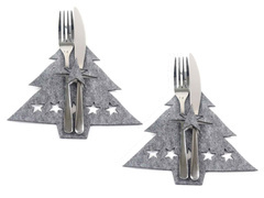 Etui na sztućce ze sztywnego filcu - Choinka - 2 szt.
